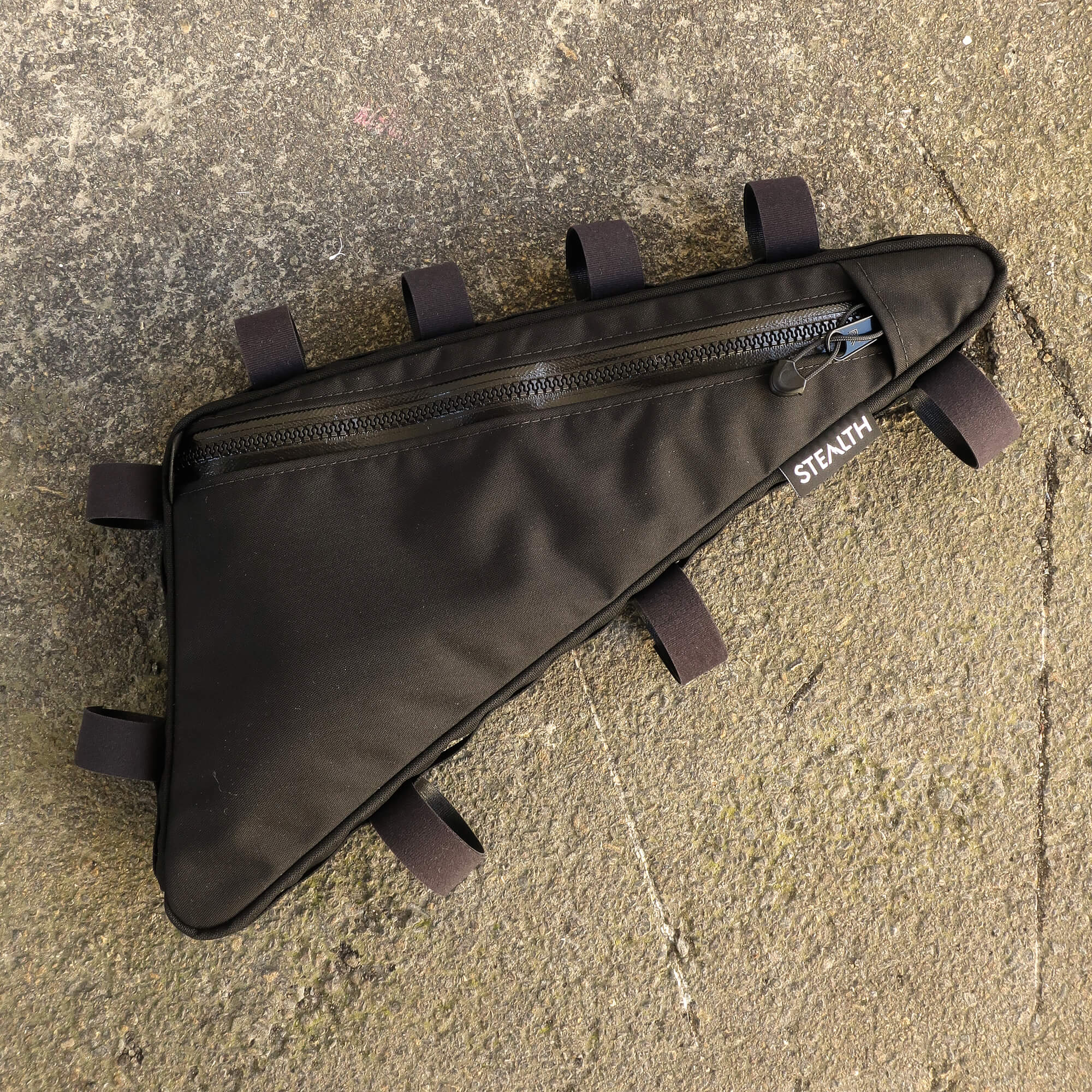 Black frame bag with weatherproof zip