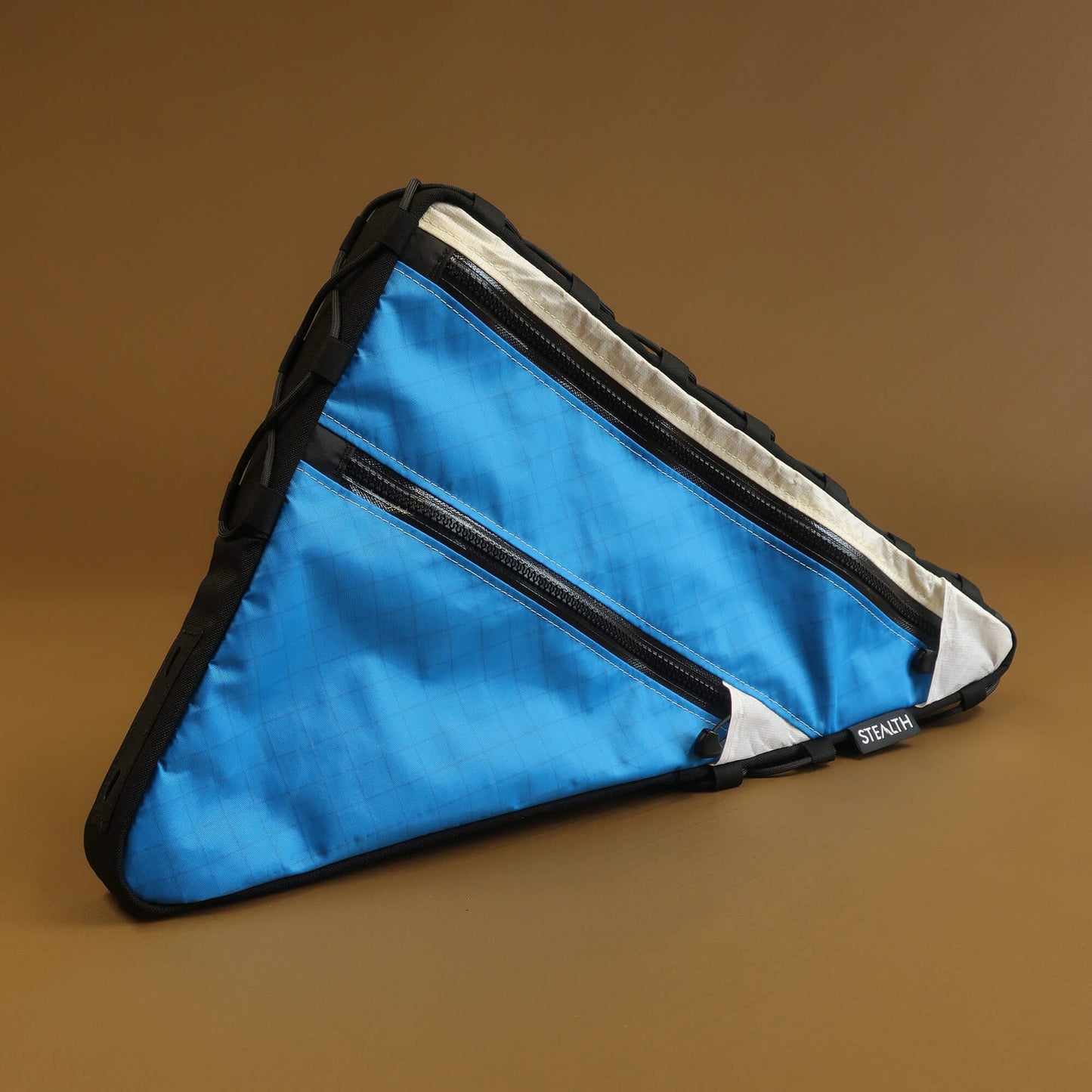 Double zip bikepacking frame bag in Bright blue Ecopak
