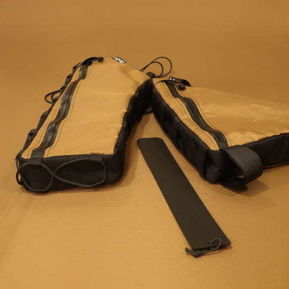 Custom Curve GMX full frame bag with double zippers and split sections, handmade in New Zealand for bikepacking or adventure cycling