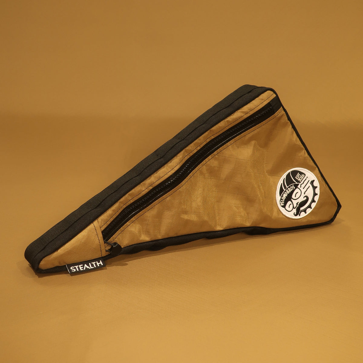 Custom Lynskey full frame bag showing map and phone pocket and custom patch, handmade in New Zealand.