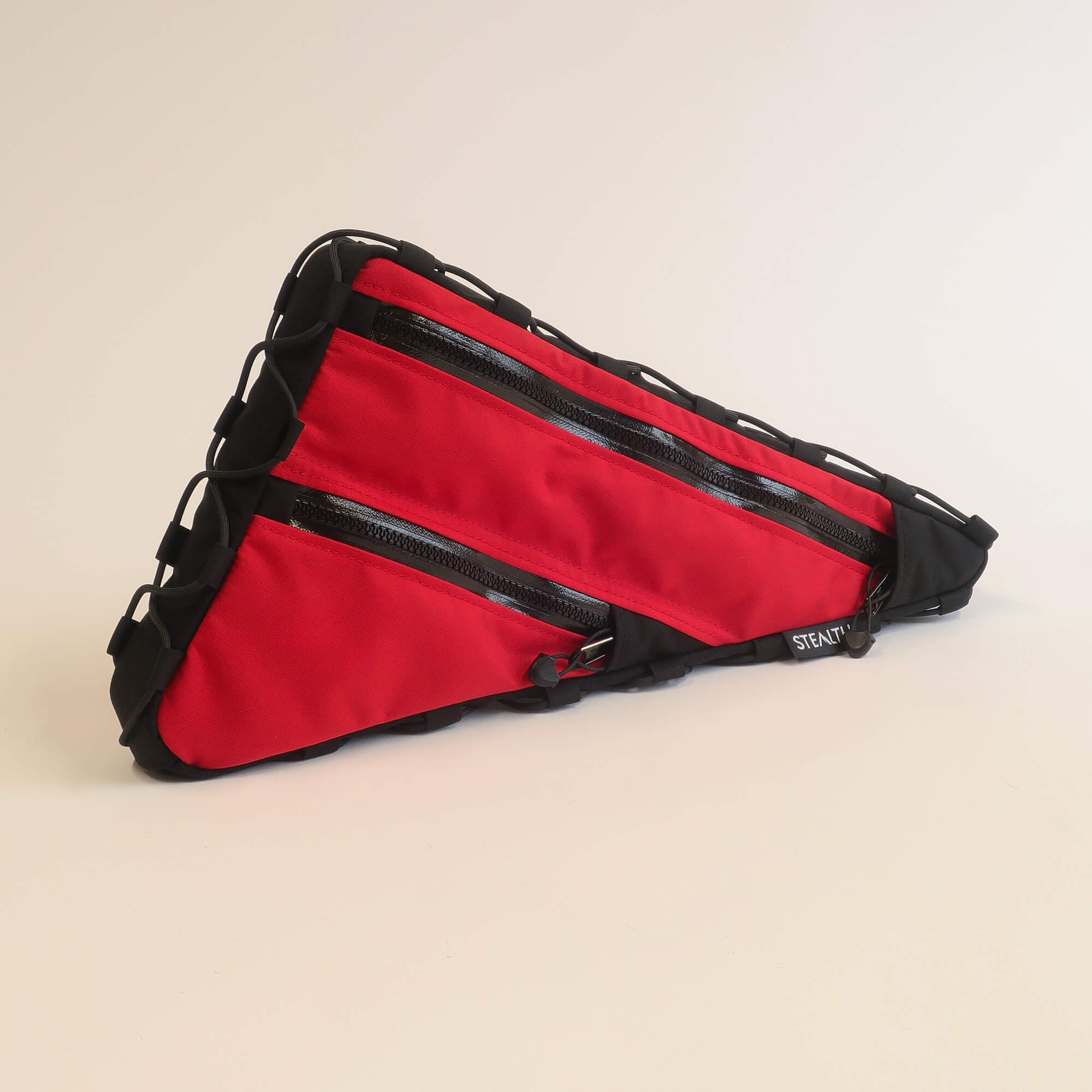 Double zip lace up frame bag red