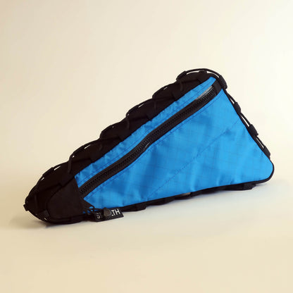 Double zip frame bag with flat pocket