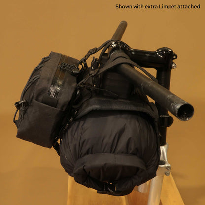 Modular handlebar bag system with Heaphy Harness and Limpet pocket side view made by Stealth Wellington NZ