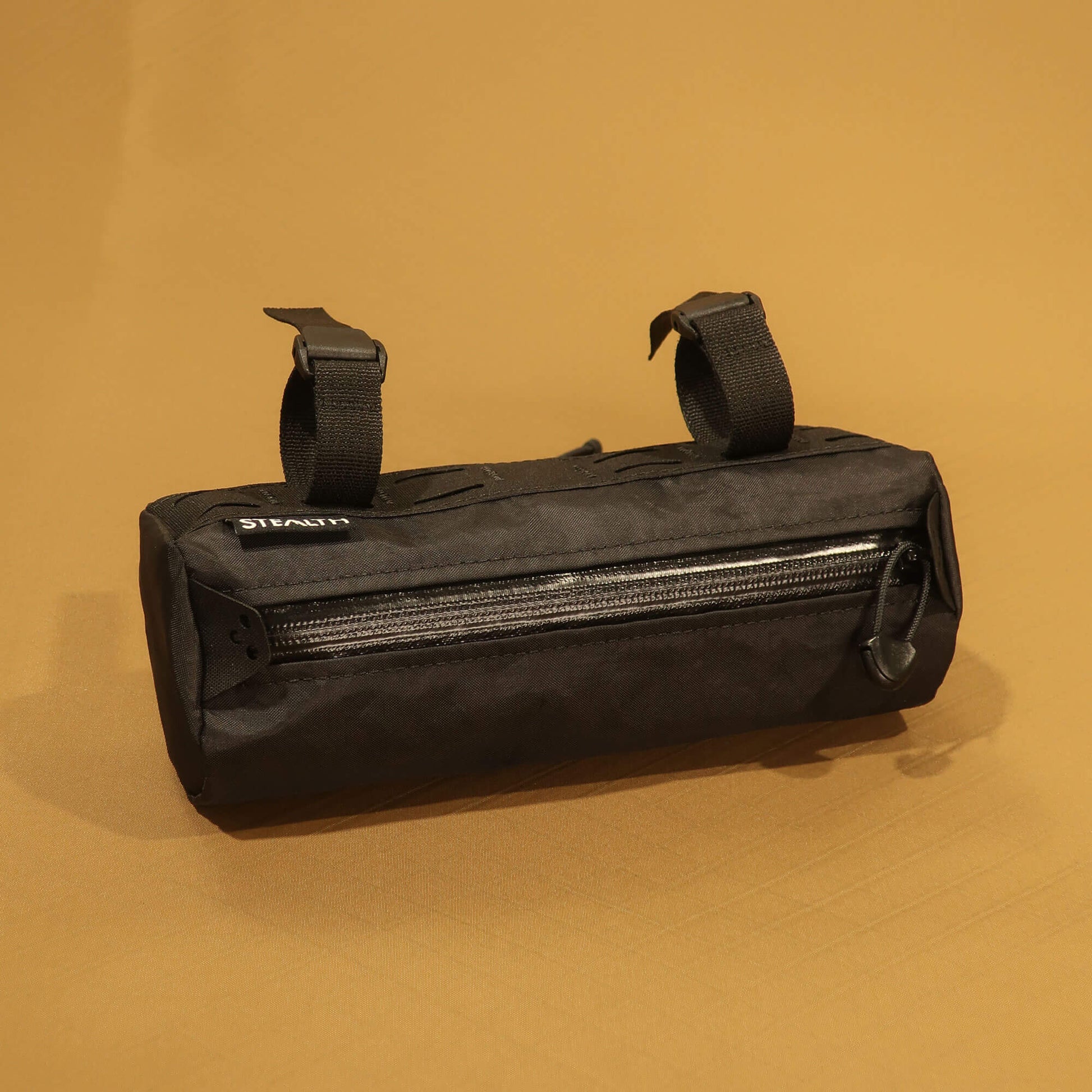 Kebag small handlebar bag in black EPX200 fabric front view made by Stealth Wellington NZ