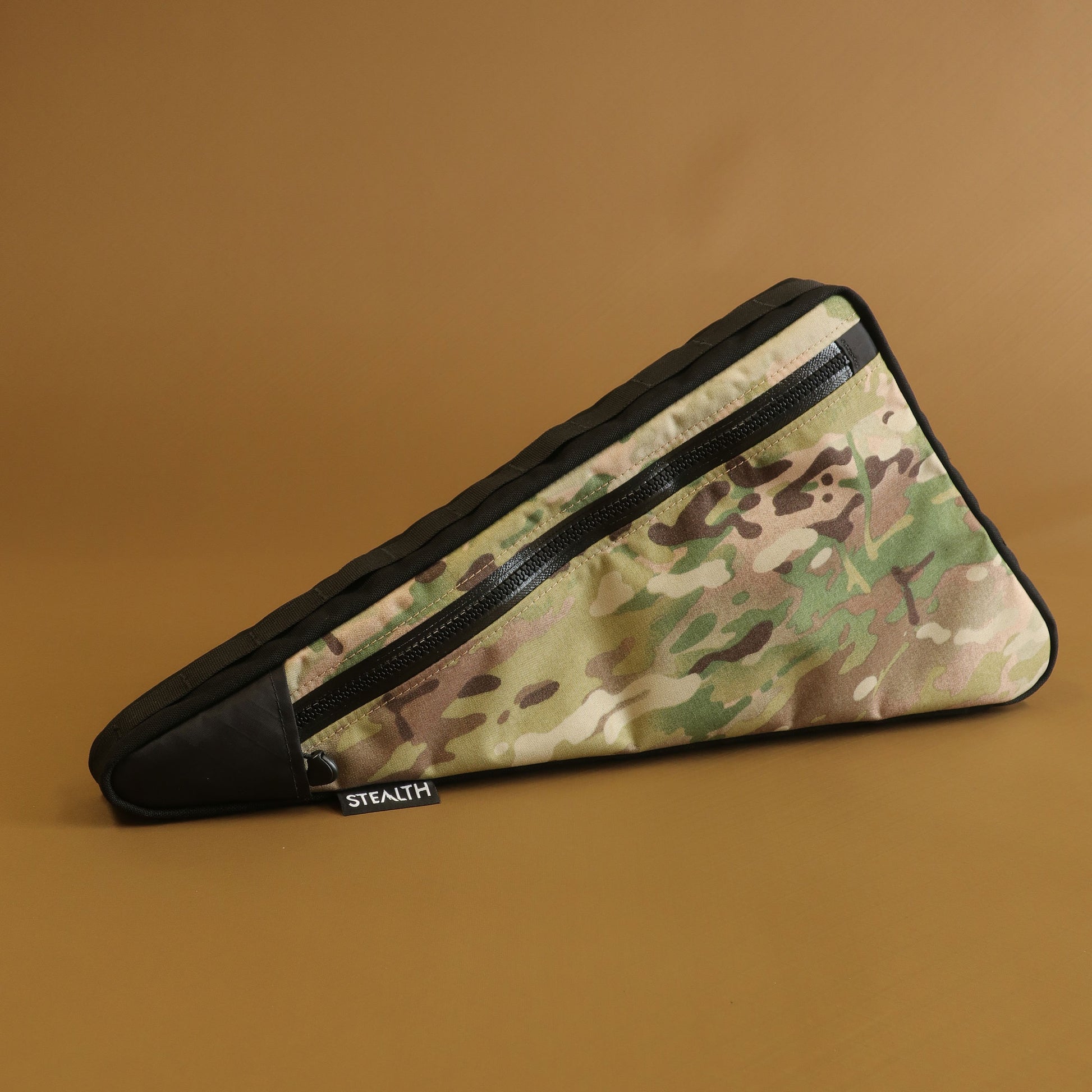 Custom single zip full frame bag in Multicam 500D Cordura with exterior map pocket made by Stealth Wellington NZ