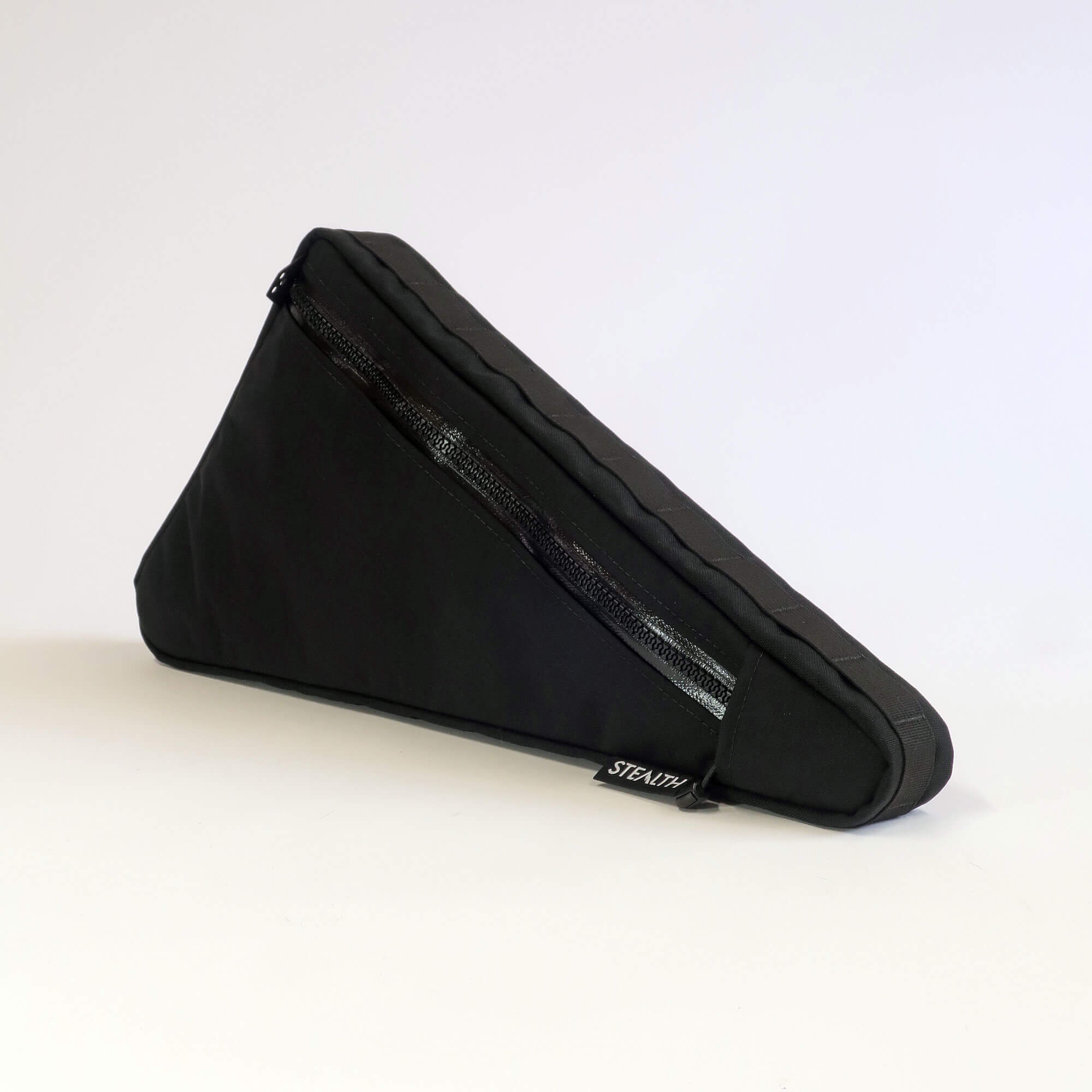 Custom black single zip frame bag