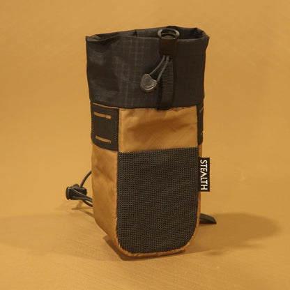 Stem Pouch V2 Coyote pouch with an Ultra Stretch front pocket and camlock webbing attachment straps