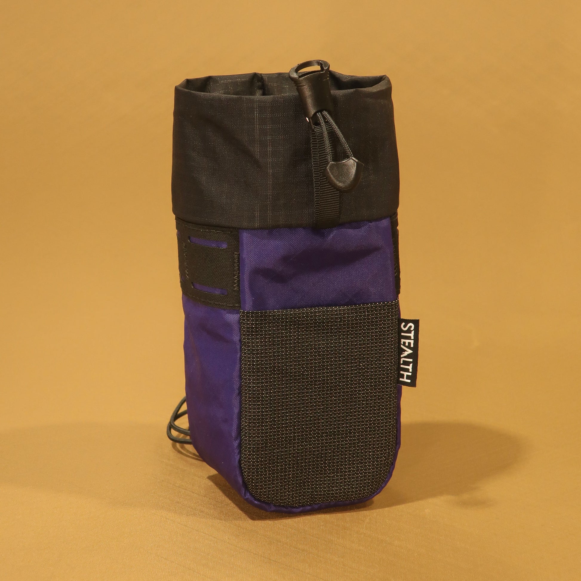 Stem Pouch V2 Purple pouch with an Ultra Stretch mesh front pocket and camlock attachment straps