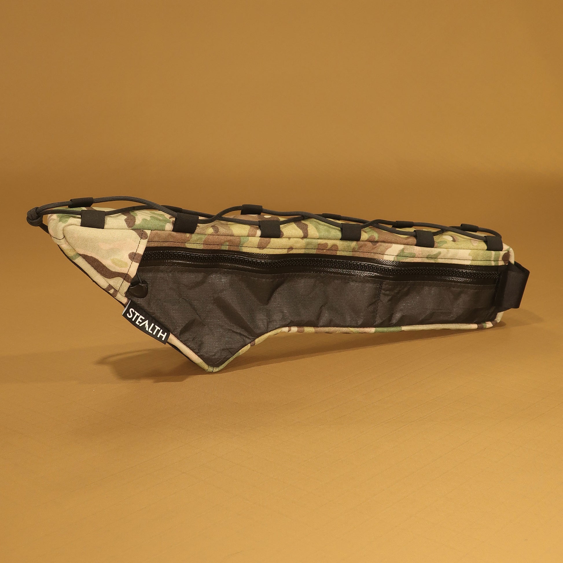 Custom half frame bag for Sufur frame in Ultra200 and Multicam two-tone made by Stealth Wellington NZ