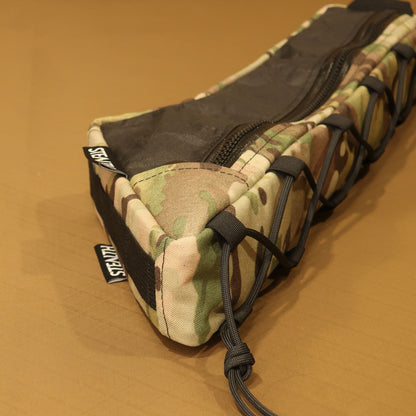 Custom half frame bag for Sufur frame close-up of lace-up attachment made by Stealth Wellington NZ