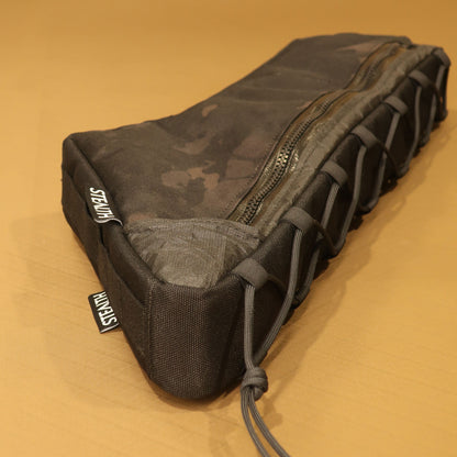 Custom half frame bag for Sufur frame in black with full lace-up attachment made by Stealth Wellington NZ