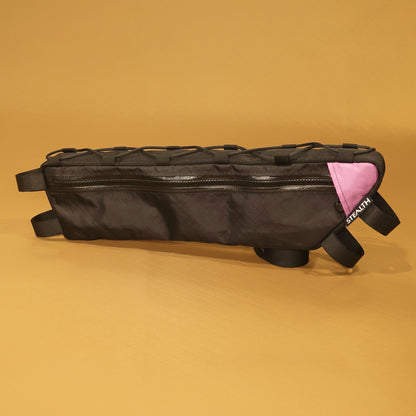 Surly Midnight Special custom half frame bag in black with lace-up attachment made by Stealth Wellington NZ