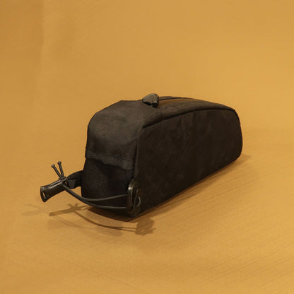 Top Loader bolt on top tube bag in black showing cable port and zip cover made by Stealth Wellington NZ