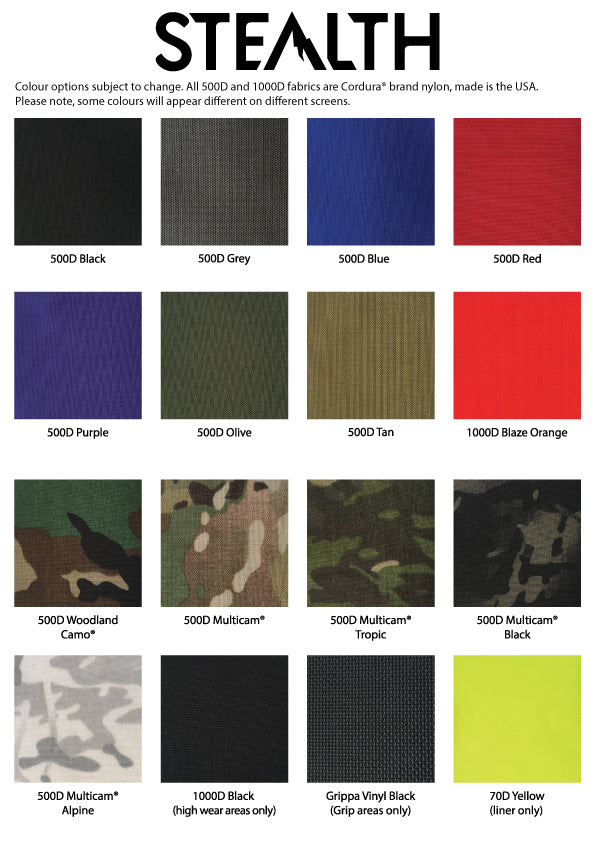 Fabric colour chart