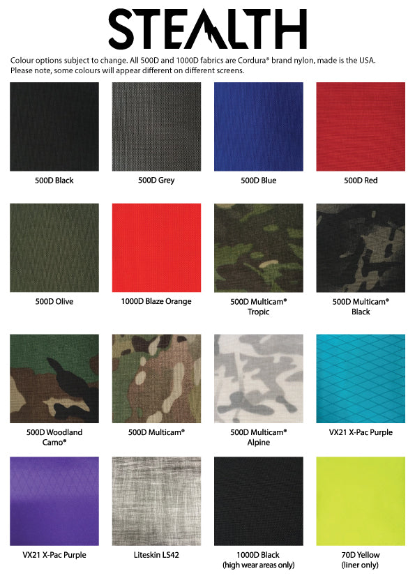 Stealth Material Colour Chart